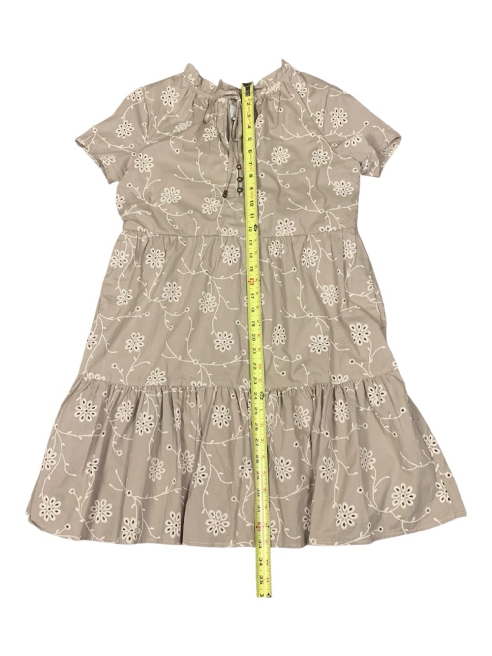 NWOT J By Joie Beige White Embroidered Boho Tiered Cotton Dress Coquette Small - Picture 9 of 10